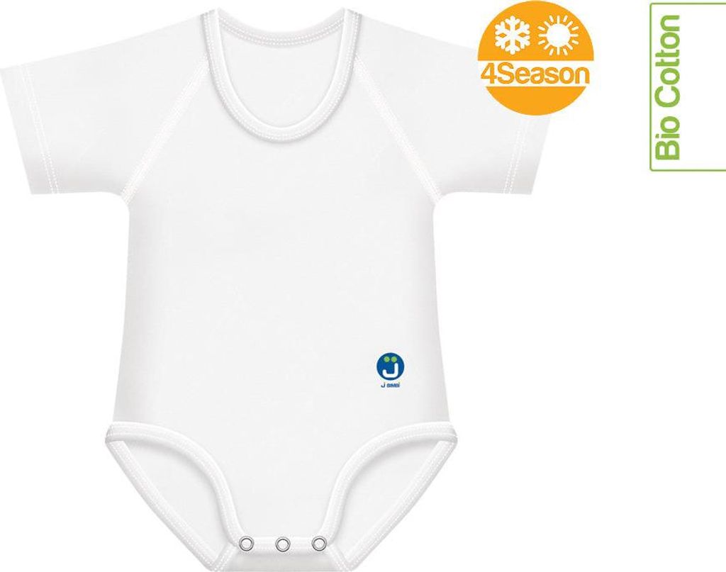 J BIMBI | mitwachsender Baby-Body | aus Baumwolle | 4SEASON | SOLID COLOR – Weiß