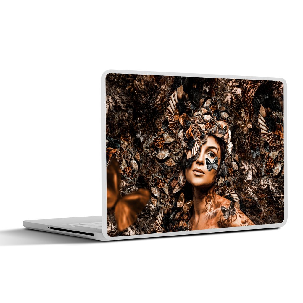 MuchoWow Laptop Aufkleber Sticker Cover Frau - Luxus - Pflanzen 40x30 cm - Laptop Dekoration - Selbstklebend