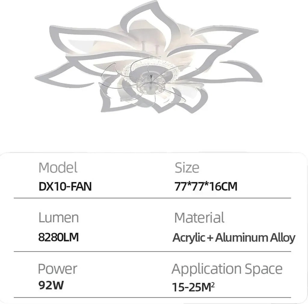 Ventilatore da Soffitto LED Design a Fiore 10 Teste Bianche per Living