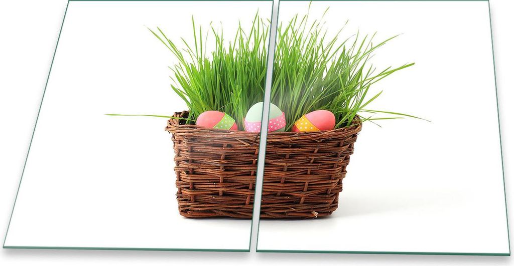 Herdabdeckplatte Glaskeramik 2-Teilig 2x40x52 Ostern Grün Abdeckung Spritzschutz Glas