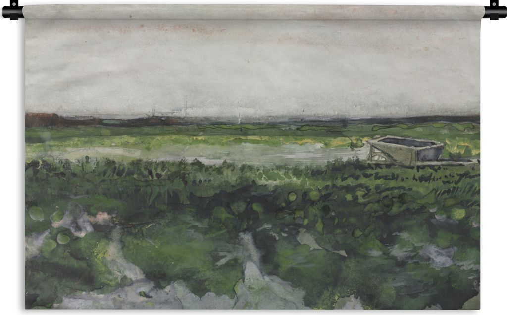 MuchoWow Wandteppich Wandbehang Landschaft mit Schubkarre - Vincent van Gogh 120x90 cm Tapisserie Dekoration Wandtuch - Wohnen - Aufhänger für ...