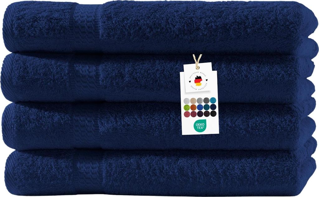 Duschtücher 70x140 cm aus 100% Baumwolle im 4er Set, Frottier Handtücher Set 500g/m2