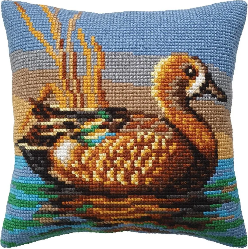 Cuscino Country Punto Croce CDA Anatra 40x40cm - Kit Fai-da-te