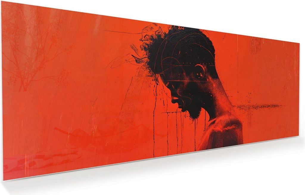 Glasbild 150x60cm in XXL für Wohnzimmer, Schlafzimmer Motiv Dunkelrotes Profil
