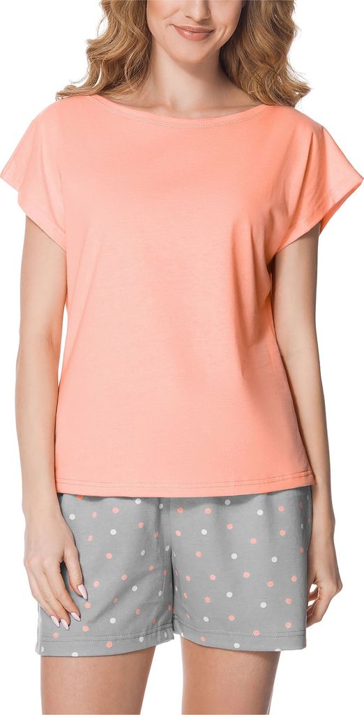 Merry Style Damen Schlafanzug MS10-178 (Lachs/Grau, S)