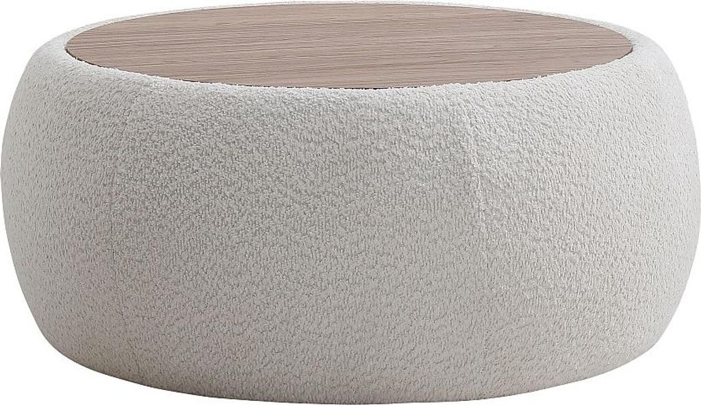 Couchtisch - Mit Stauraum und Bouclé-Stoff + MDF - Weiß - Produktbild 