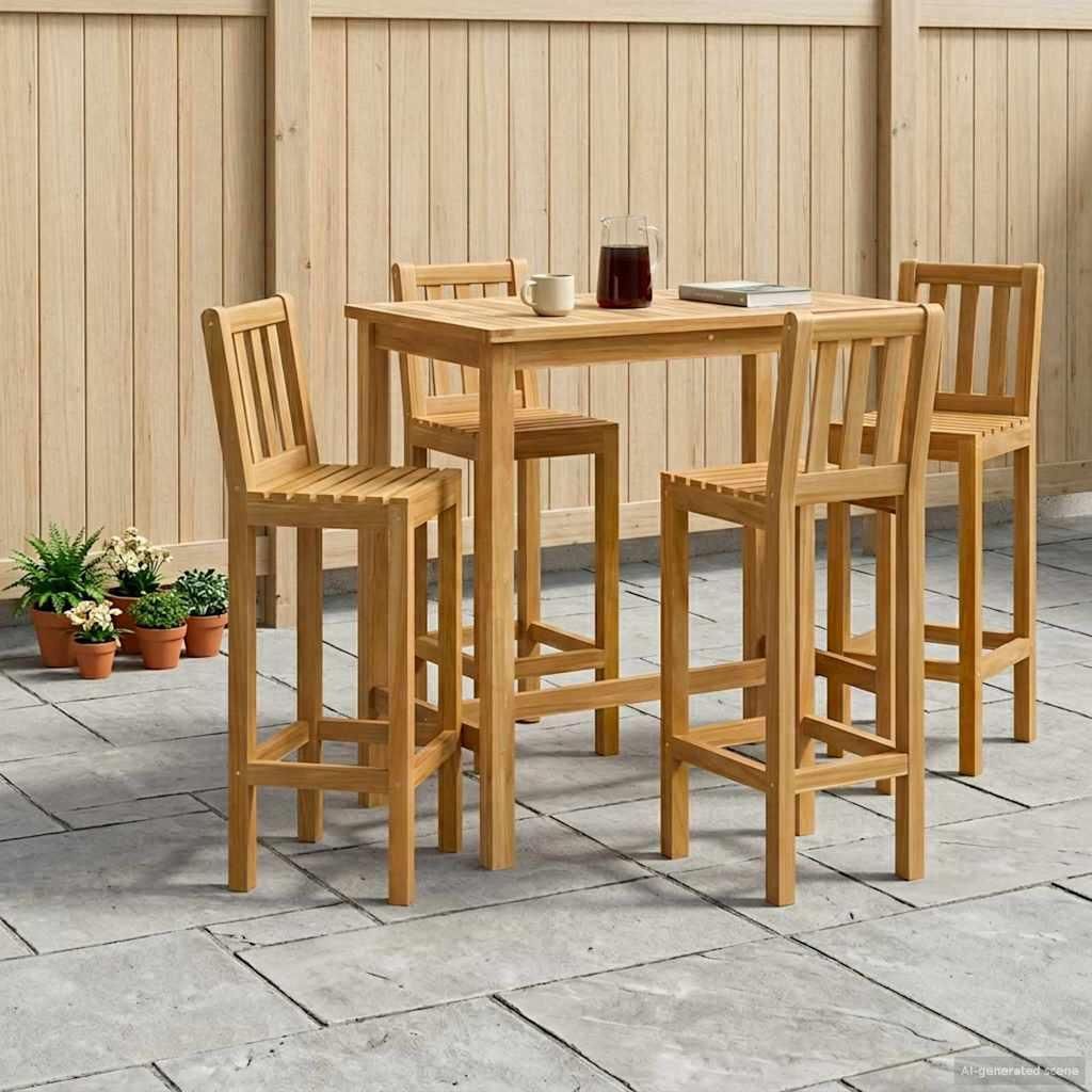 Möbel Outdoor Bar Set 5 pcs Unbehandelt Massivholz Teak - Gartensofas CC640
