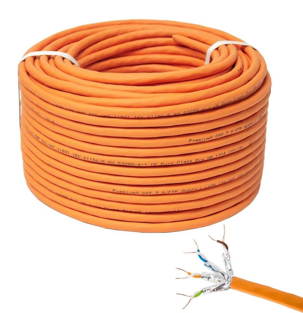 PremiumX 100m CAT 7 Netzwerkkabel Simplex LAN Kabel Produktbild 