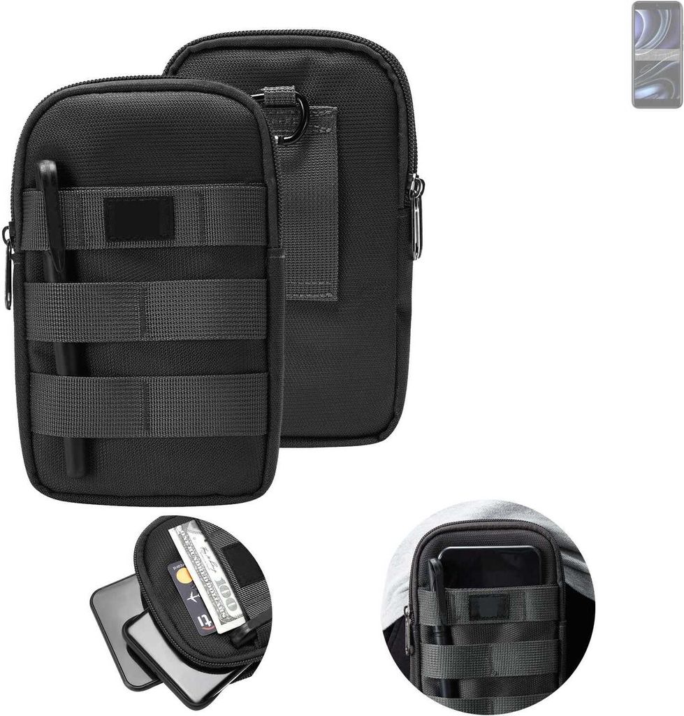 K-S-Trade Holster Gürtel Tasche kompatibel mit BLU J8L Handy Tasche Schutz Hülle dunkel-grau viele Fächer, 1x
