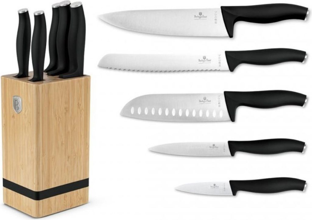 Berlinger Haus Messer Set BH-2971 in Matt Schwarz mit Bambusblock 6-teilig
