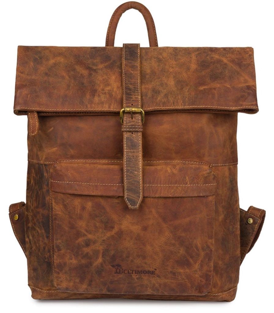 Beltimore Vintage-Leder Rucksack 15,6" Braun Produktbild 