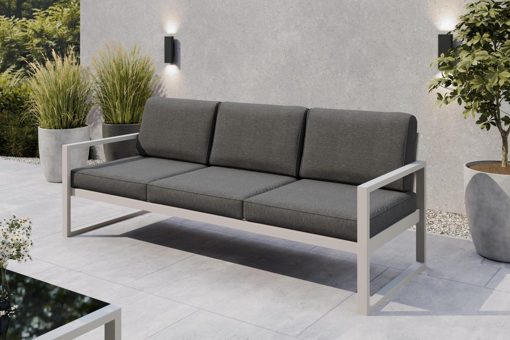 Margaret Hadas24 Gartensofa 3 Sitzer Outdoor Madera Lounge Couch Terrasse wetterfest Balkonmöbel Sitzbank mit Lehne, Gartenmöbel kaschmir, dunkel...