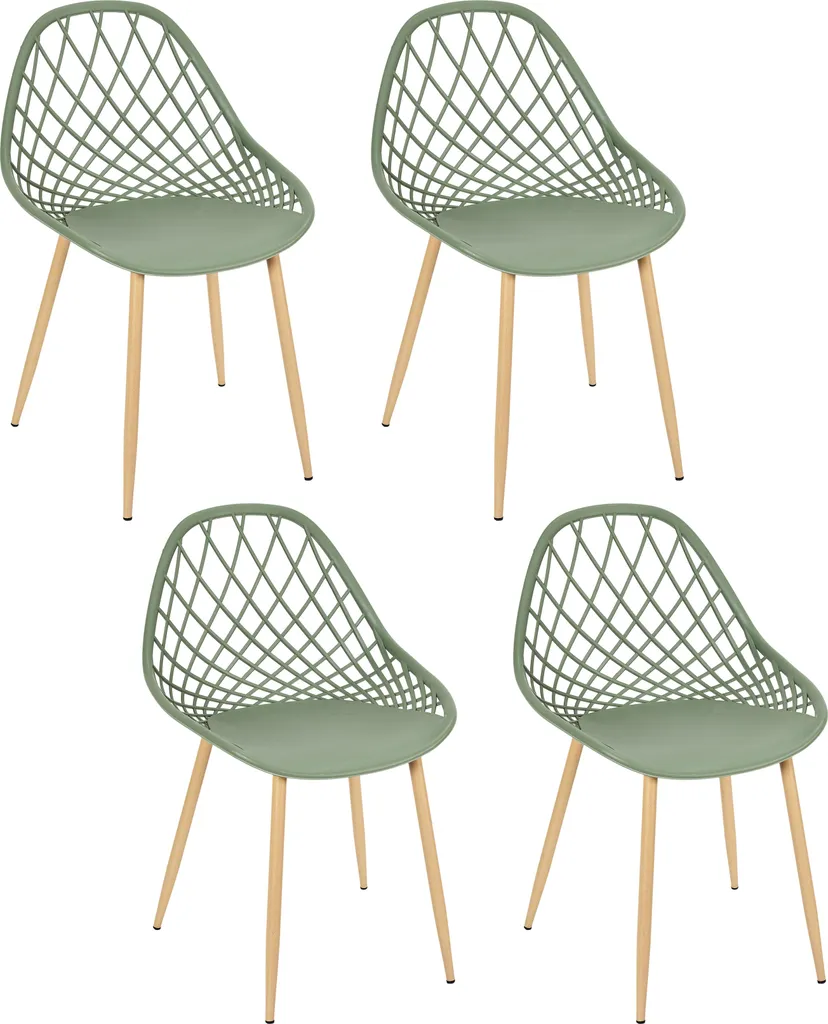 Chaise extérieur Malaga verte lot de 4 : assise stable et empilable