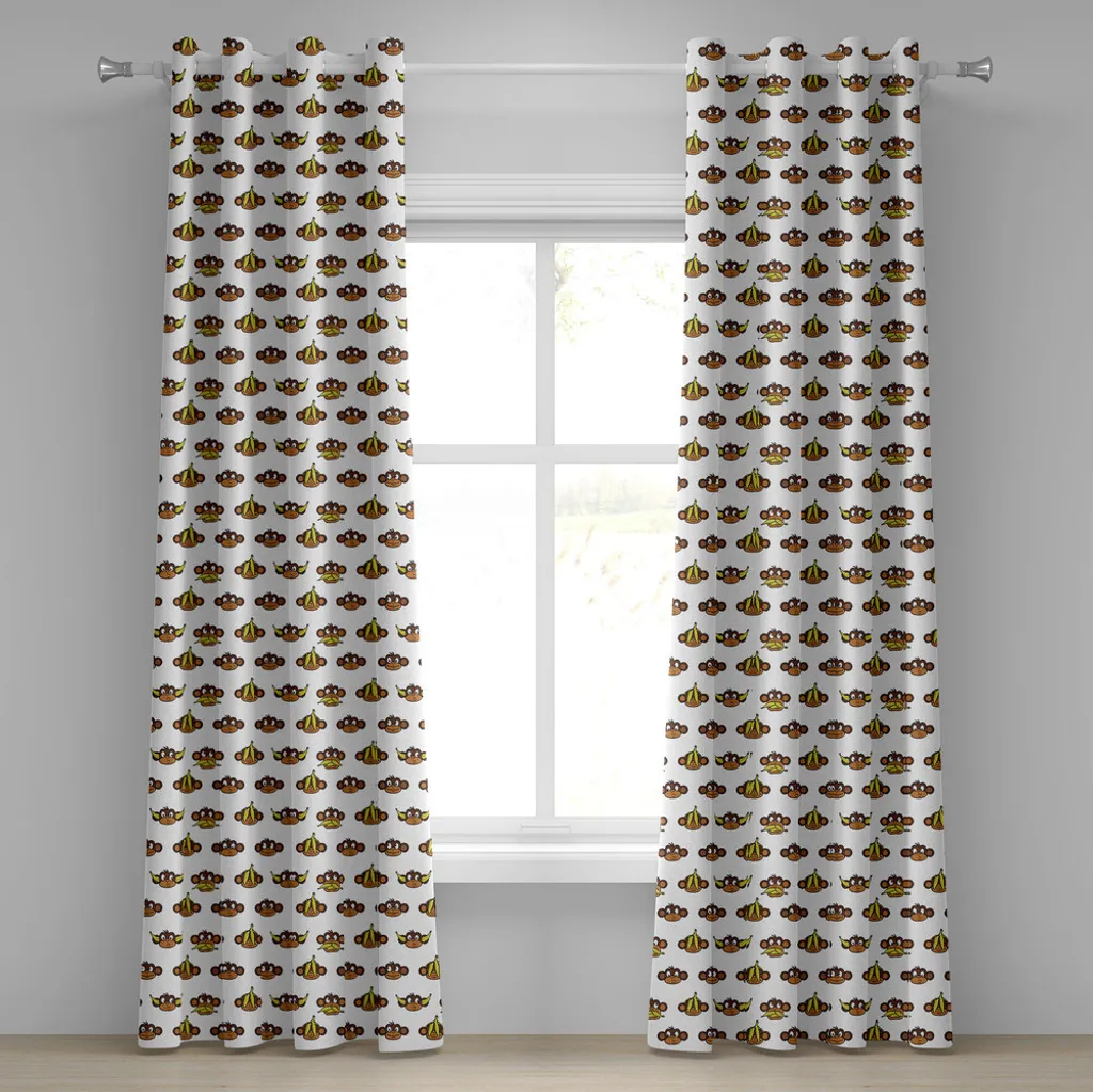 Rideau enfant anti-regards motif singe 280x175 cm pour chambre joyeuse