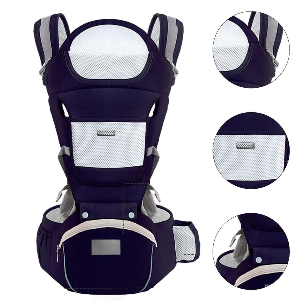 Multifunktionale 6-in-1 Babytrage, verstellbar und tragbar,Bauchtrage Rückentrage,Kindertrage mit Taschen und M-Form Sitzdesign