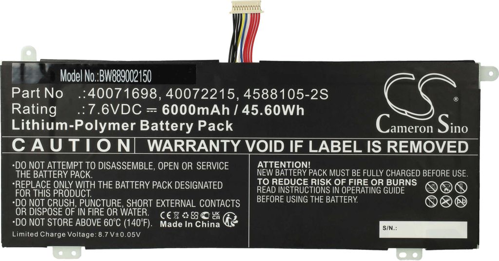 vhbw Akku kompatibel mit Dynabook Satellite Pro C40-J-125, C50D-B-10C, C50D-B-10B, C50D-B-100, C50D-B-10D Notebook (6000 mAh, 7,6 V, Li-Polymer)