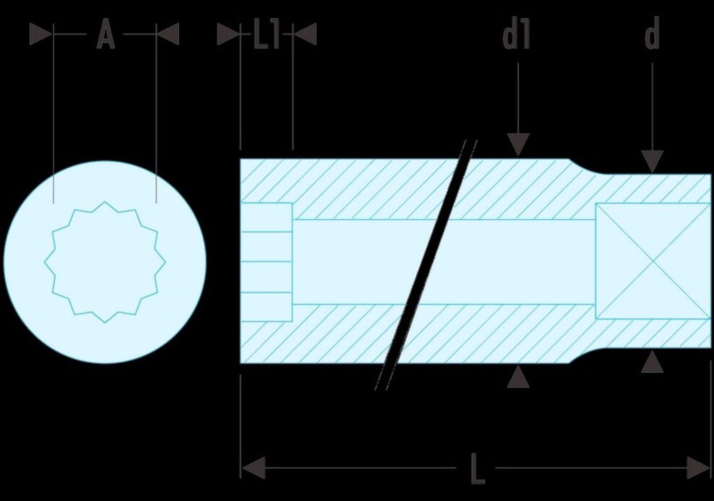 FACOM 1/4 Zoll Steckschlüssel, 12 Kant, 8 mm , 1 Stück, R.8E