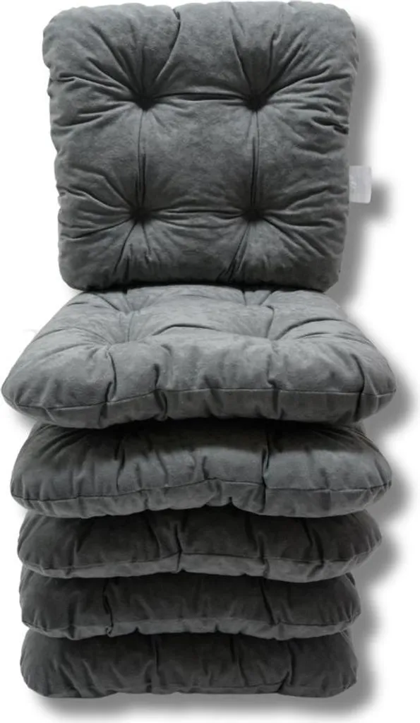 6-Pack cuscini trapuntati per sedia grigi 38x38x8 cm - 1008 set elegante per soggiorno