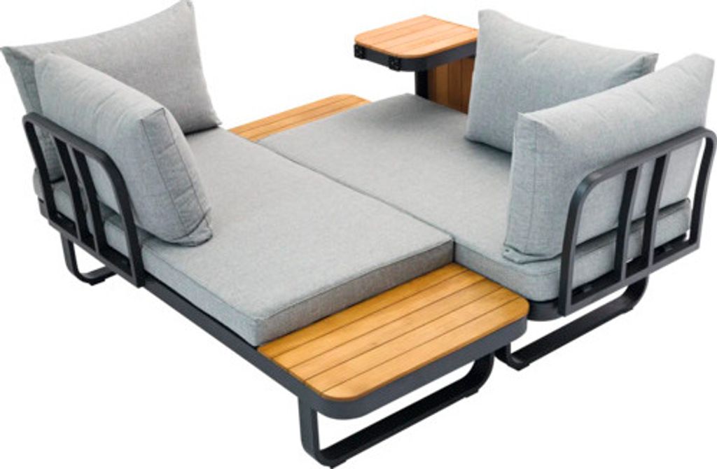 Loungeset SenS-Line garden furniture 4 -Sitzer bestehend aus: 2 Bänke,Tisch Aluminium Holz anthrazit bronze