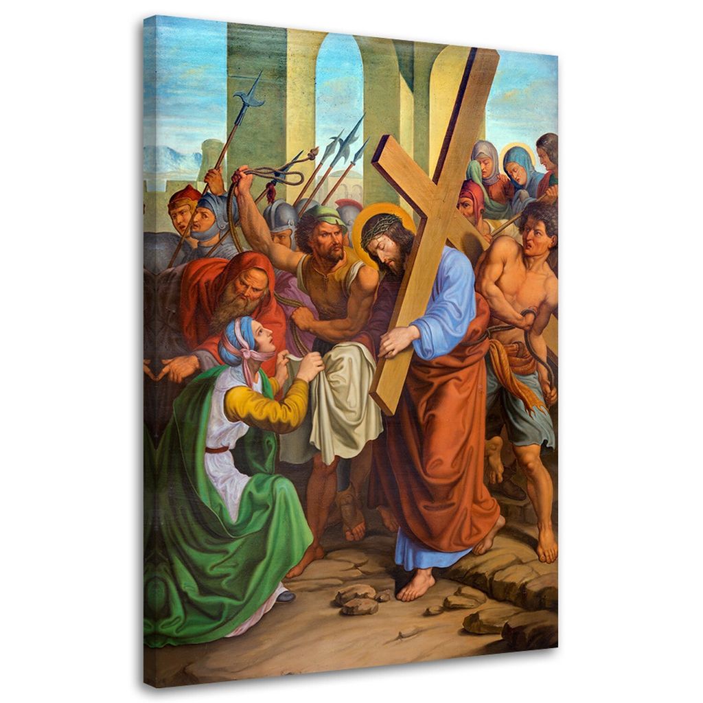 Leinwandbild jesus und die heilige veronika kreuzweg wien 40x60 cm Feeby farbe wandbild bereit zum aufhängen
