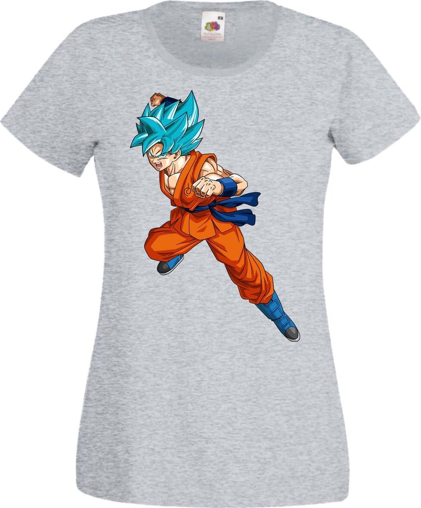 Damen T-Shirt Anime Manga Dragon Anime Manga Ball Z 11 Ssj, Lady XS / Grau