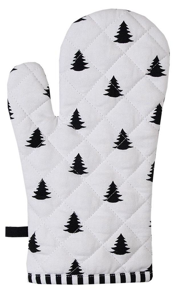 Clayre & Eef Ofenhandschuh 18x30 cm Schwarz Weiß Baumwolle Produktbild 