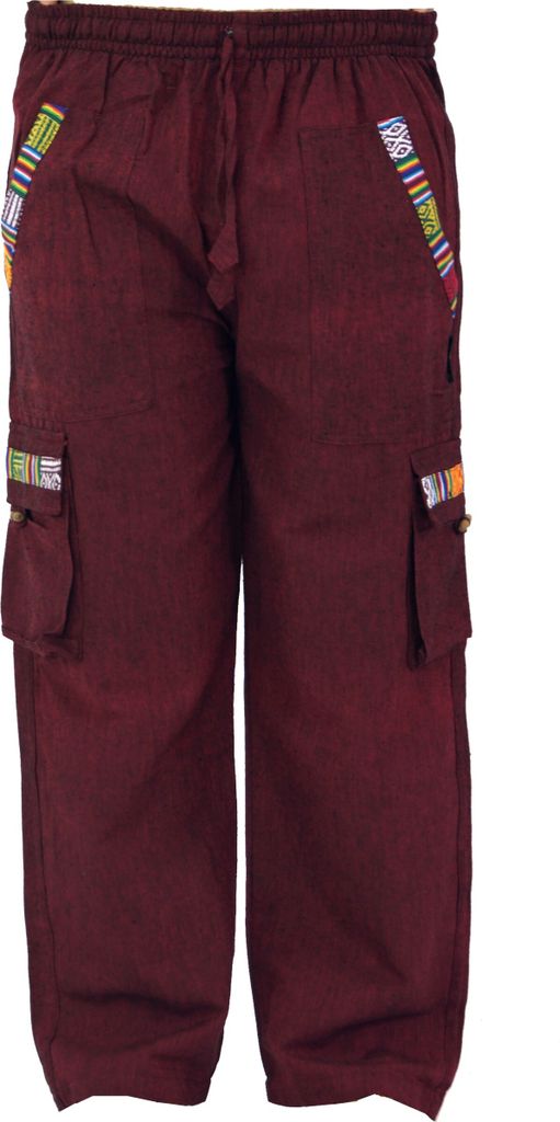 Yogahose, Goa Hose im Ethnostyle - Wine, Herren, Rot, Baumwolle, Größe: M