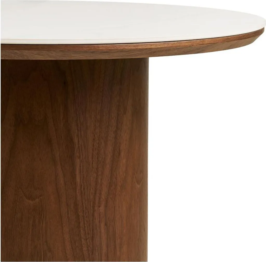 Table basse Frida céramique blanche et brun foncé résistante 60cm