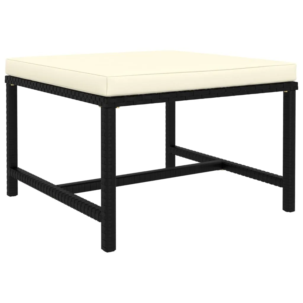 The Living Store Poggiapiedi modulare con cuscino in polirattan nero