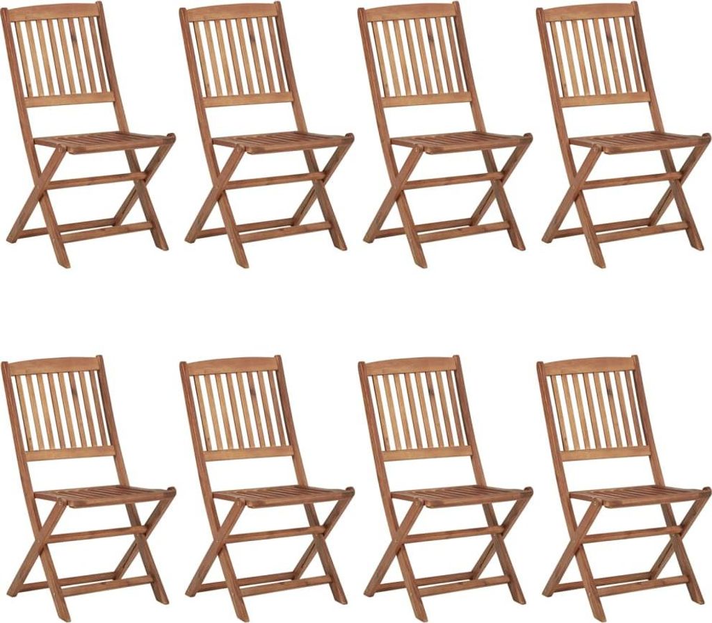 vidaXL Klappbare Gartenstühle 8 Stk. mit Kissen Massivholz Akazie