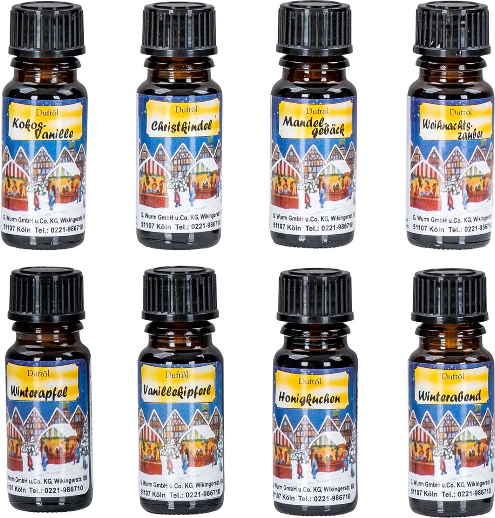 8er Set Duftöle Weihnachtsduft je 10ml für Duftlampen Produktbild 