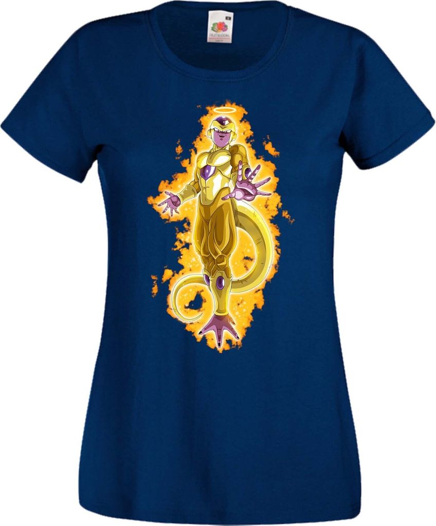 Damen T-Shirt Anime Manga Dragon Anime Manga Ball Z 08 Golden Freezer, Lady 2XL / Dunkelblau