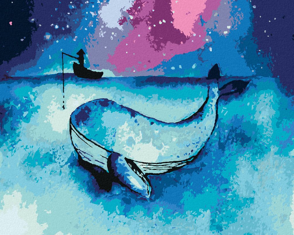 Zuty - Malen nach Zahlen - WALFISCH UND FISCHER AUF DEM BOOT, 40x50 cm, ohne Keilrahmen