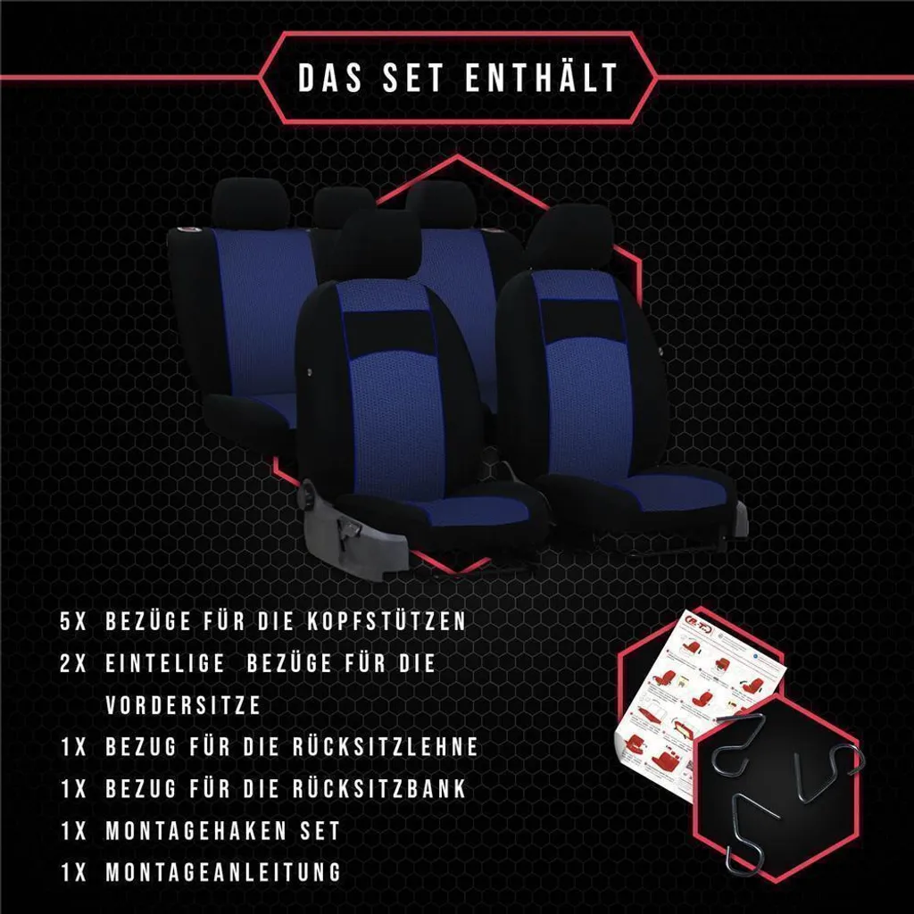Coprisedili auto Coprisedili universali per BMW Serie 5 E34 auto passeggeri Set di 3 blu - 9