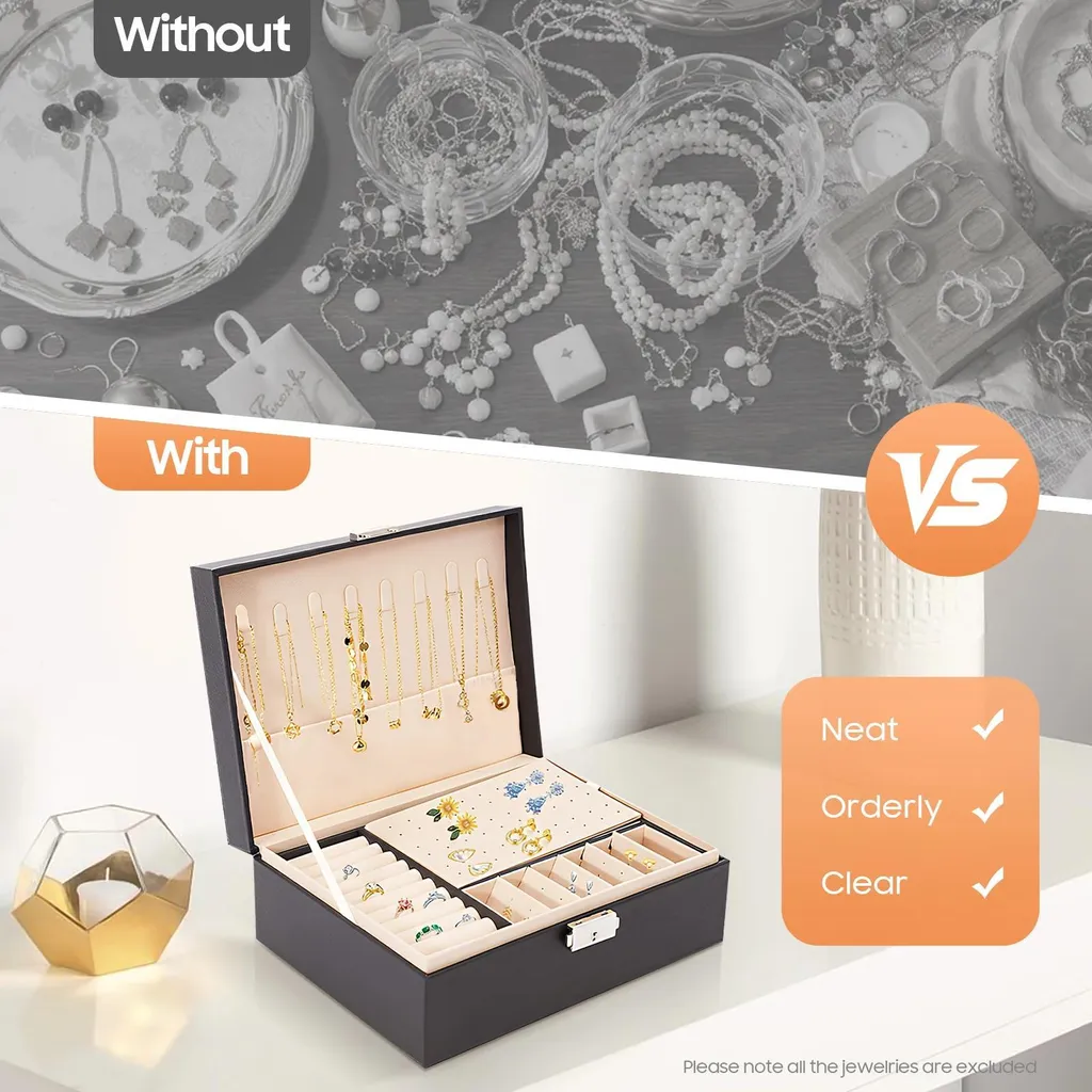 Portagioie Doppio Livello Salvaspazio - Chiusura Chiave e Velluto - 11