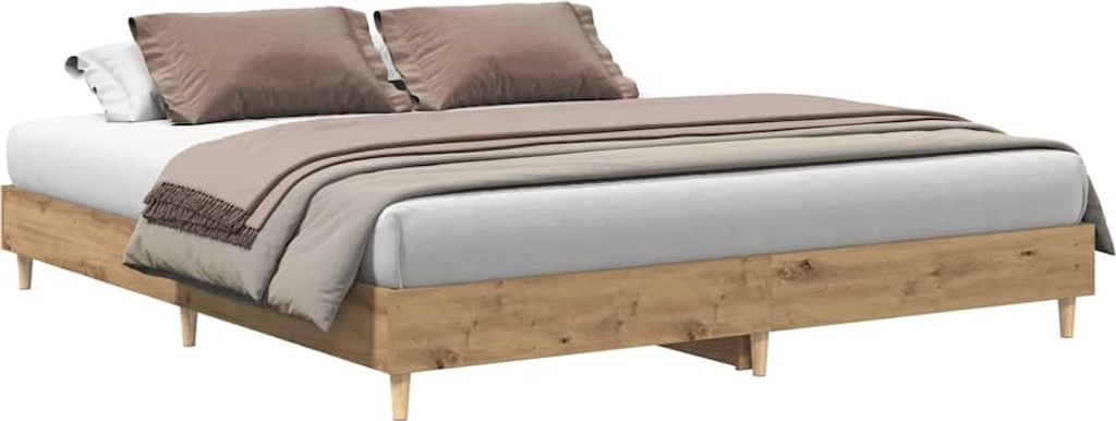 vidaXL Bettgestell ohne Matratze Artisan-Eiche 200x200cm Holzwerkstoff