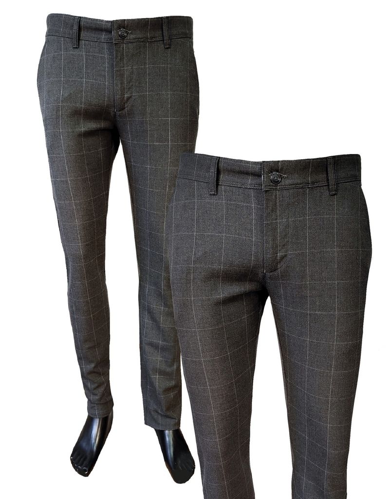 Freizeithose elegant casul graphit kariert gerades Bein regulär elegant klassische Hose für Männer 33