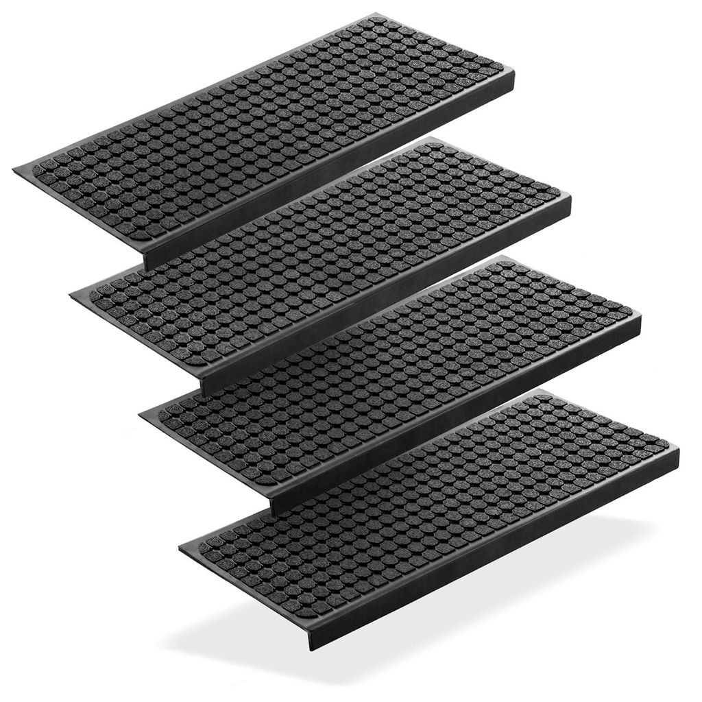 BigDean 4 Stück Stufenmatten aus Gummi – 75 x 25 cm – Outdoor Treppenstufenmatten – Anti Rutsch Gummimatten Kreis Design