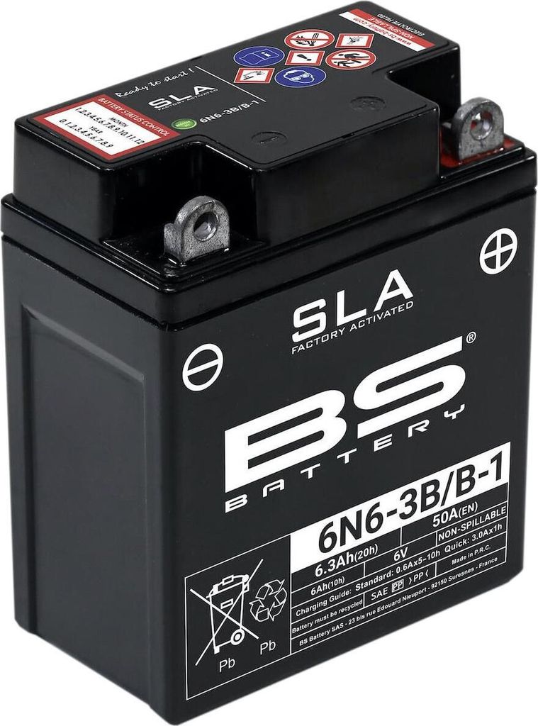 BS BATTERY AGM SLA préchargée - sans entretien - 6N6-3B/B-1 Image du produit 
