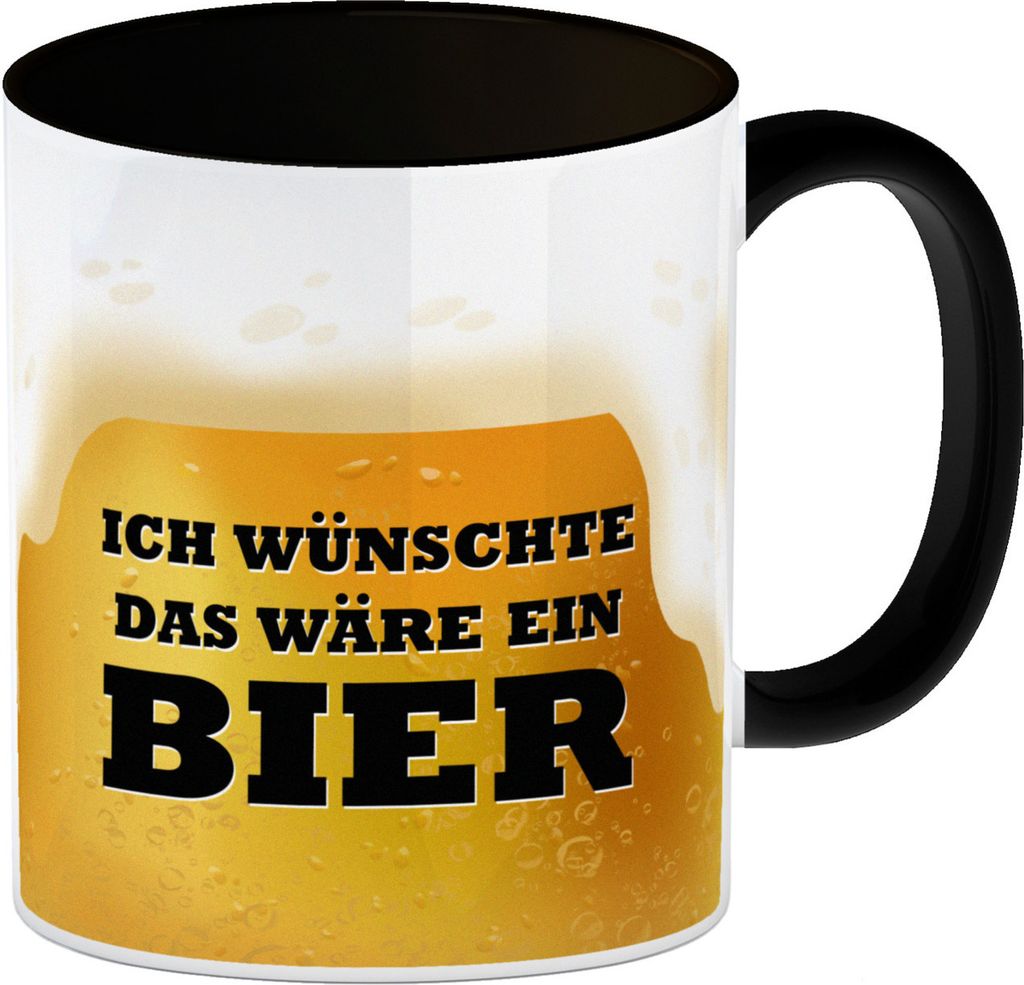 Ich wünschte das wäre ein Bier Kaffeebecher Schwarz