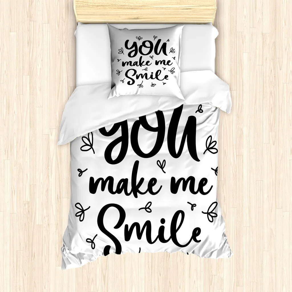 Housse de couette Hypoallergénique 135x200 - Gris Anthracite « Vous me faites sourire »