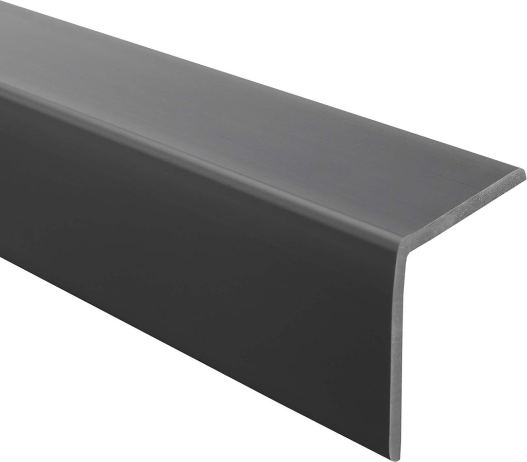 QUEST Winkelprofil 27x27mm, 1m, PVC Kantenschutzprofil, Winkelleiste für Kanten und Ecken, Weich, Flexibel, L-Form, KM, dunkelgrau