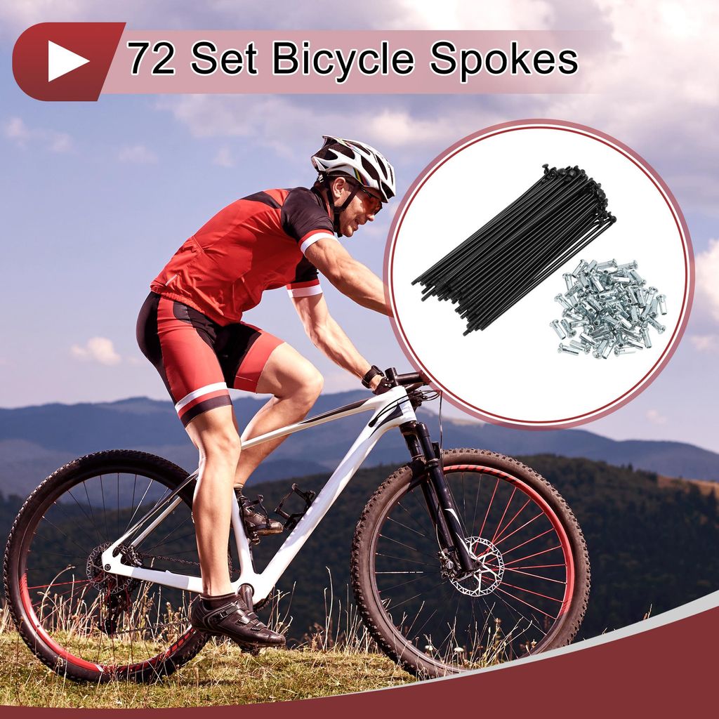 72 Set 12G Fahrradspeichen 131mm Fahrradspeichen Kohlenstoffstahl Schwarz