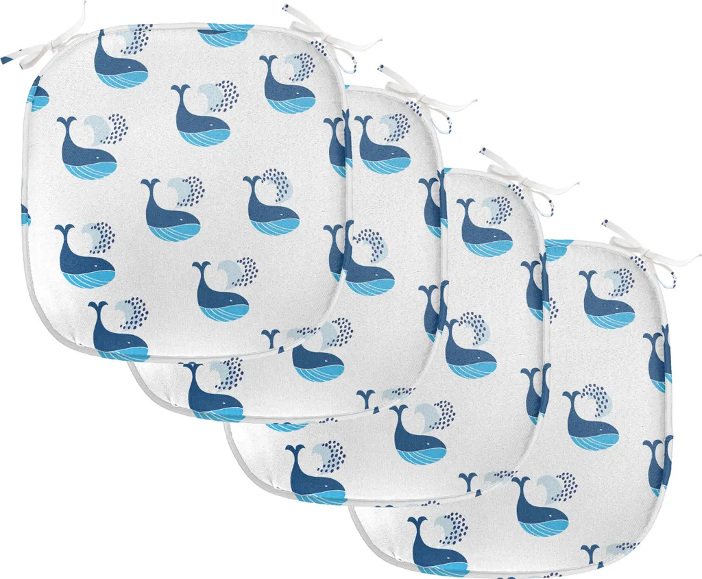 ABAKUHAUS Modern Polster per sedie da sala da pranzo, Pesci che nuotano nell'oceano, Cuscino decorativo impermeabile con cinturini per sedie da cucina, 40 cm x 40 cm - Confezione da 4, Blu cielo scuro
