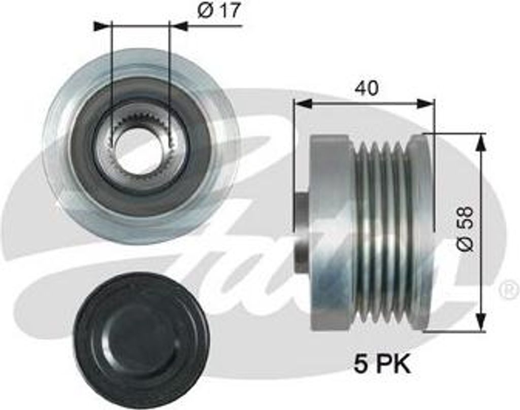 GATES OAP7163 Freilauf Lichtmaschine OE 77364965 kompatibel mit 500C, 500