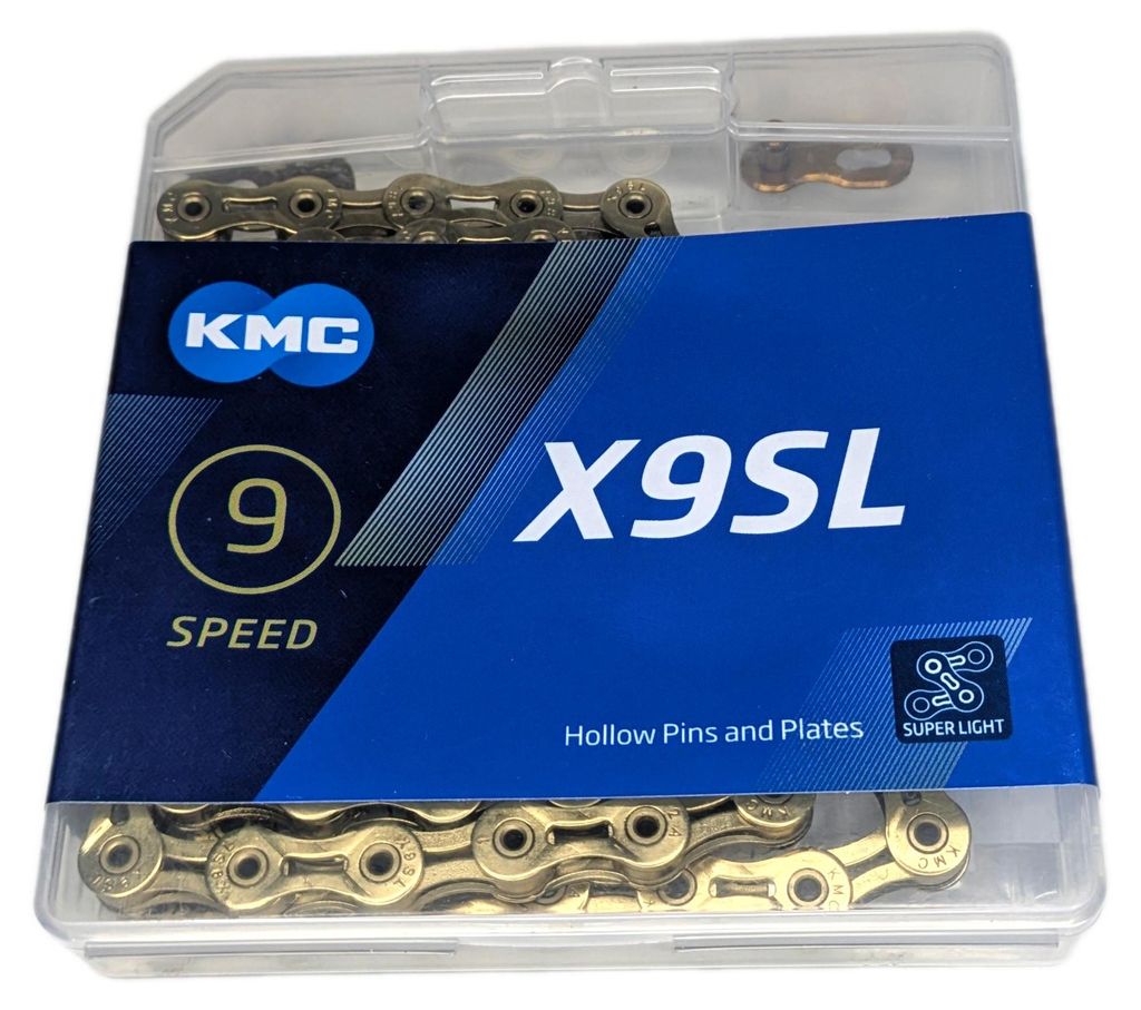KMC X9SL Kette 114 Links 1/2 x 11/128 Gold Fahrrad-Kette 9 Speed Chain