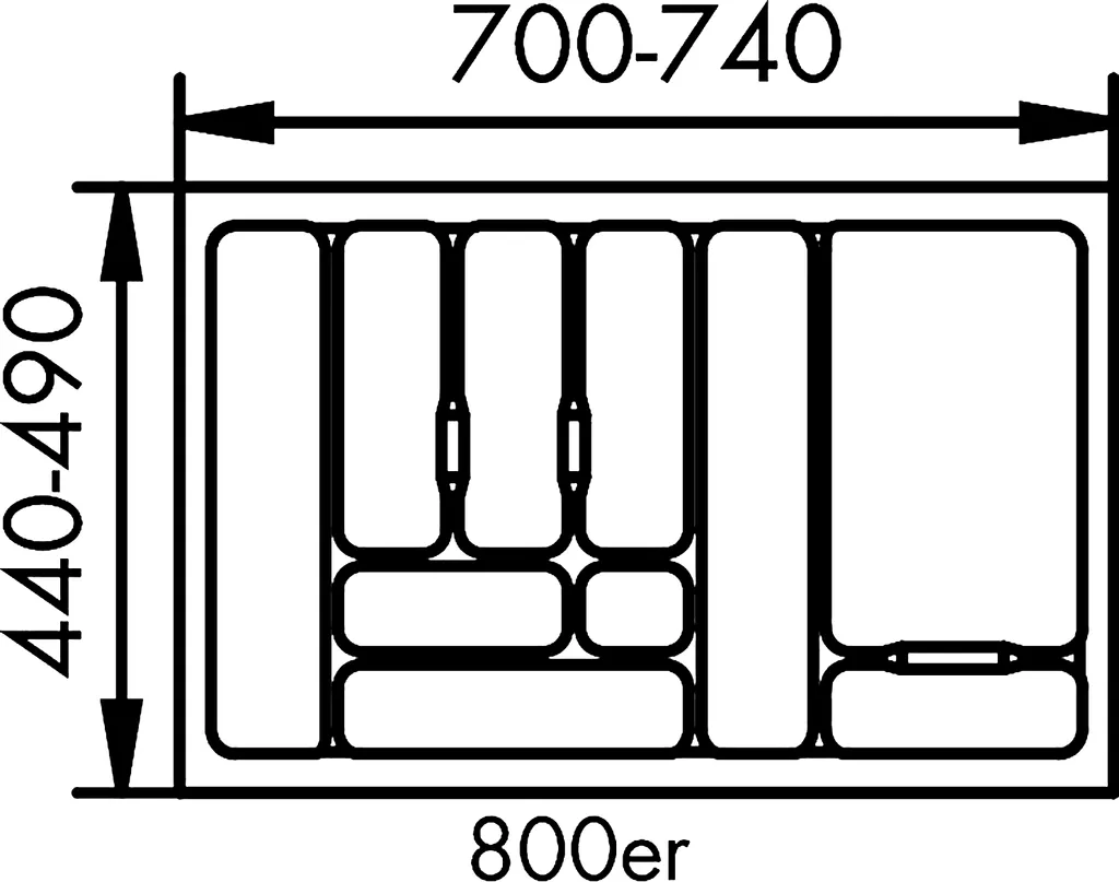 Range-couverts ajustable Naber 1, Format Large 800mm, Finition Durable - 2