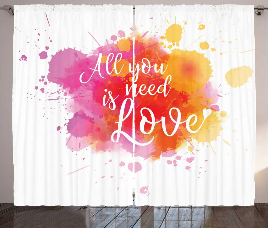 Rideau 280x225cm Aquarelle Multicolore avec Boucles - Design Rustique