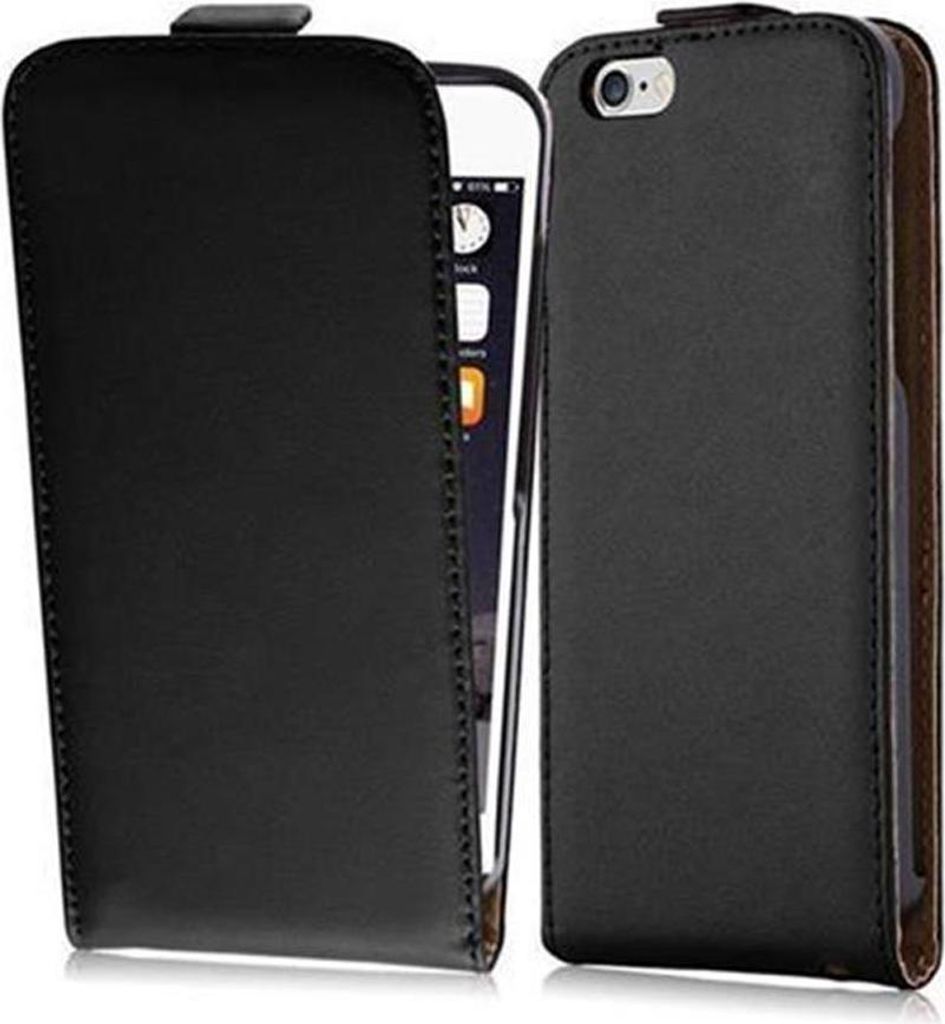 Cadorabo Hülle für Apple iPhone 6 PLUS / 6S PLUS Schutzhülle in Schwarz Flip Handyhülle Case Cover Etui Kunstleder