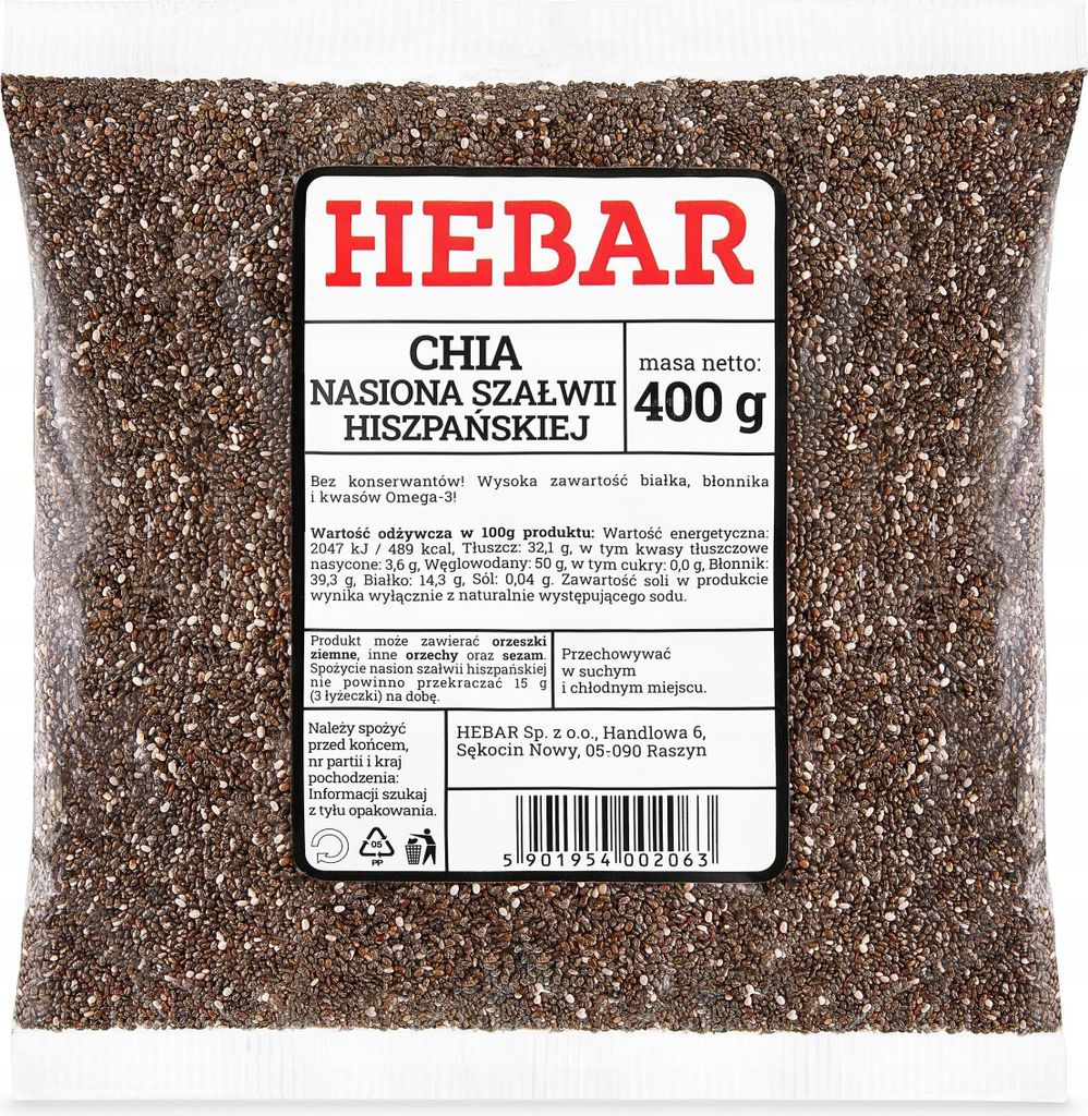 Chia Samen - 400 G - Energiespender - Omega-3-Quelle - Reich an Ballaststoffen - Für Chia-Pudding